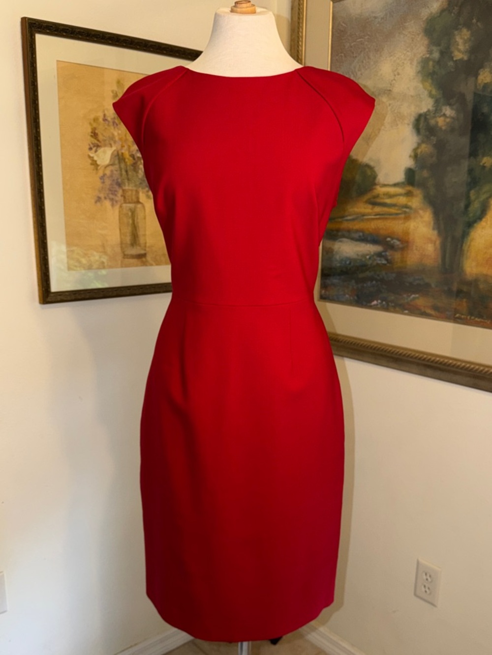 DRESS - TAHARI Classic Red Sheath Dress - Women's Elegant Work & Event Dress